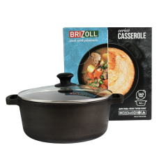 Кастрюля чугунная Brizoll 4 л со стеклянной крышкой