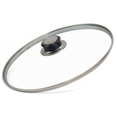 Сковорода чугунная Brizoll 24 с литой ручкой и стеклянной крышкой