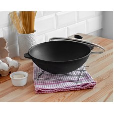 Чугунная сковорода WOK с крышкой Brizoll 3,7 л