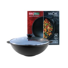 Чугунная сковорода WOK с крышкой Brizoll 3,7 л