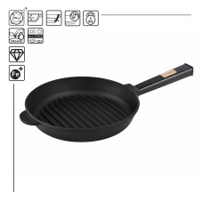 Чугунная сковорода гриль Brizoll Optima-Black 260 х 40 мм