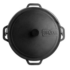 Казан чугунный азиатский Brizoll 15 л с крышкой и треногой