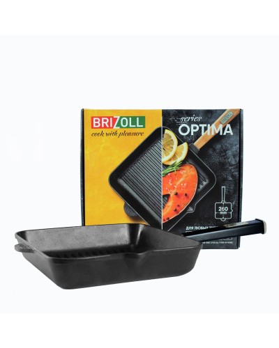 Чугунная сковорода гриль Brizoll Optima-Black 260 х 260 х 50 мм