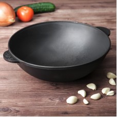 Чугунная сковорода WOK Brizoll с чугунной крышкой 4,7 л