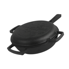 Сковорода чугунная Brizoll с литой ручкой 240 х 60 мм с крышкой-сковородой