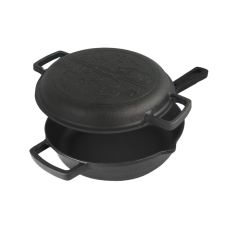 Сковорода чугунная Brizoll с литой ручкой 240 х 60 мм с крышкой-сковородой