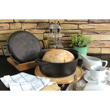 Кастрюля чугунная с крышкой-сковородой 4л