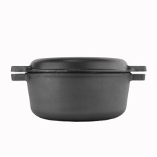 Кастрюля чугунная с крышкой-сковородой 4л