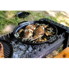 Казан чугунный азиатский Brizoll 15 л с крышкой-сковородой и подставкой