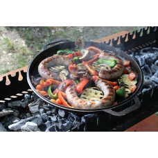 Казан чугунный азиатский Brizoll 15 л с крышкой-сковородой гриль и подставкой