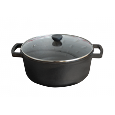 Кастрюля чугунная 6 л со стеклянной крышкой