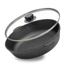 Сковорода чавунна Brizoll 28 см зі скляною кришкою