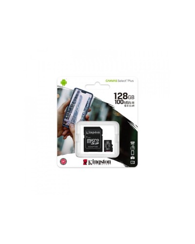 microSDXC (UHS-1) Kingston Canvas Select Plus 128Gb class 10 А1 (R-100MB/s) (adapter SD) (SDCS2/128GB)