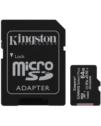 microSDXC (UHS-1) Kingston Canvas Select Plus 64Gb class 10 А1 (R-100MB/s) (adapter SD) (SDCS2/64GB)