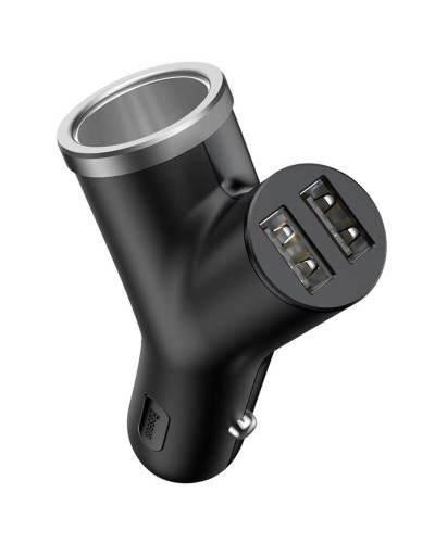 АЗП Baseus Y type dual USB+cigarette lighter extended car charger 3.1 A Black (CCALL-YX01)