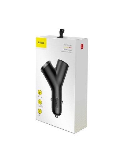 АЗП Baseus Y type dual USB+cigarette lighter extended car charger 3.1 A Black (CCALL-YX01)