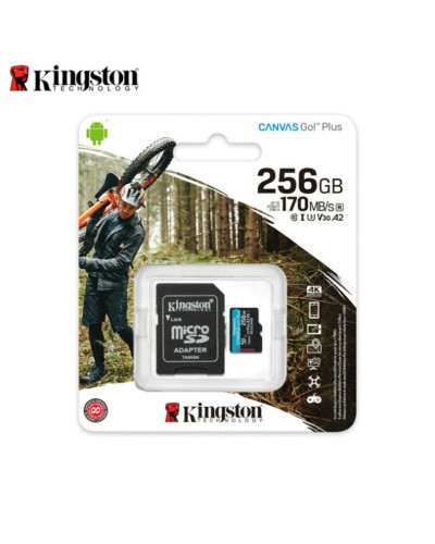 microSDXC (UHS-1 U3) Kingston Canvas Go Plus 256Gb class 10 A2 V30 (R170MB/s, W90MB/s) (SDCG3/256GBSP)