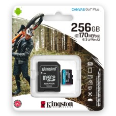 microSDXC (UHS-1 U3) Kingston Canvas Go Plus 256Gb 10 A2 V30 (R170MB/s, W90MB/s) (adapter SD) (SDCG3/256GB)