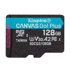 microSDXC (UHS-1 U3) Kingston Canvas Go Plus 128Gb Class 10 A2 V30 (R170MB/s, W90MB/s) (SDCG3/128GBSP)