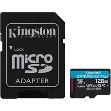 microSDXC (UHS-1 U3) Kingston Canvas Go Plus 128Gb 10 A2 V30 (R170MB/s, W90MB/s) (adapter SD) (SDCG3/128GB)