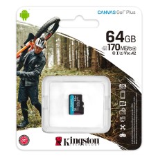 microSDXC (UHS-1 U3) Kingston Canvas Go Plus 64Gb 10 A2 V30 (R170MB/s, W70MB/s) (SDCG3/64GBSP)