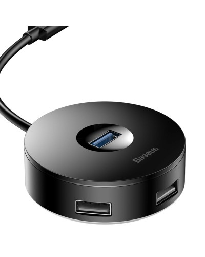 USB-Hub Baseus round box HUB adapter（USB3.0 to USB3.0*1+USB2.0*3）1m Black (CAHUB-U01)