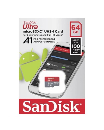 microSDXC (UHS-1) SanDisk Ultra 64Gb class 10 A1 (100Mb/s) (SDSQUNR-064G-GN3MN)