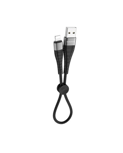 Кабель BOROFONE BX32 USB to iP 2.4A, 0.25m, nylon, aluminum+TPE connectors, Black (BX32LB0.25)