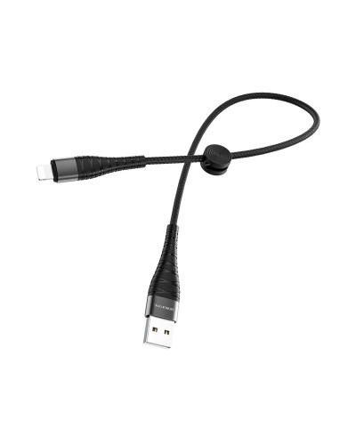 Кабель BOROFONE BX32 USB to iP 2.4A, 0.25m, nylon, aluminum+TPE connectors, Black (BX32LB0.25)