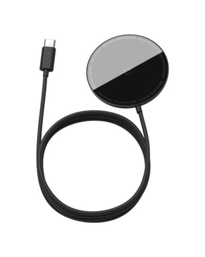 БЗП Baseus Simple Mini Magnetic Wireless Charger For IPwith Type-C Cable Black (WXJK-F01)