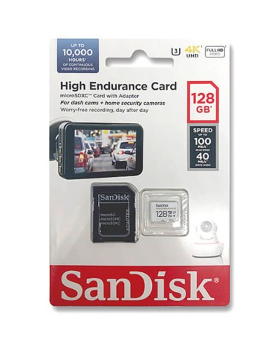 microSDXC (UHS-1 U3) SanDisk High Endurance 128Gb class 10 V30 (100Mb/s) (adapterSD) (SDSQQNR-128G-GN6IA)