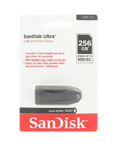 Flash SanDisk USB 3.0 Ultra 256Gb (130Mb/s) Black (SDCZ48-256G-U46)