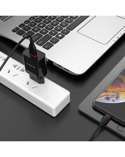 Мережевий зарядний пристрій BOROFONE BA20A Sharp single port charger set(Lightning) 10.5W Black (BA20ALB)