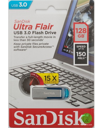 Flash SanDisk USB 3.0 Ultra Flair 128Gb Blue (SDCZ73-128G-G46B)