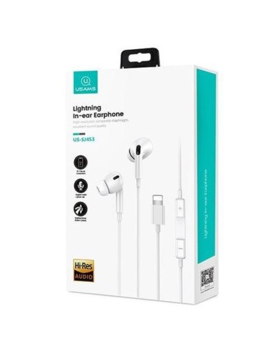 Навушники Usams SJ453 EP-41 Lightning In-ear Earphone 1.2m White (SJ453HS01)