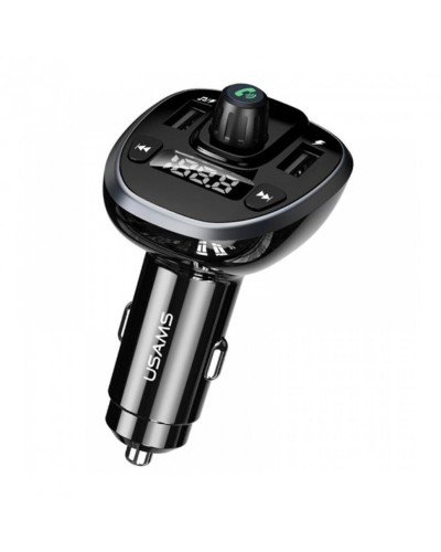 АЗП з FM-модулятором Usams US-CC115 C21 Dual USB 3.4A Digital Display Wireless FM Car Charger Black (6958444925387)