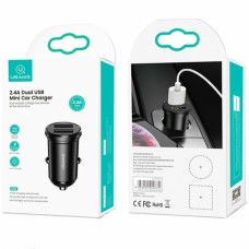 ОЗУ Usams US-CC114 C20 2.4A Dual USB Mini Car Charger Black (CC114TC01)