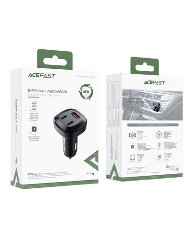 Автомобільний зарядний пристрій ACEFAST B3 66W(USB-C+USB-C+USB-A) three-port metal car charger (AFB3B)