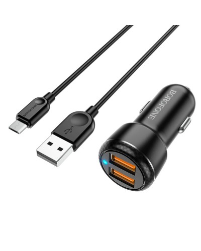 Автомобільний зарядний пристрій BOROFONE BZ17 Core dual port QC3.0 car charger set(Micro) 18W (BZ17M)