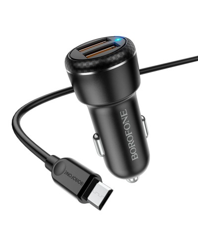 Автомобільний зарядний пристрій BOROFONE BZ17 Core dual port QC3.0 car charger set(Micro) 18W (BZ17M)