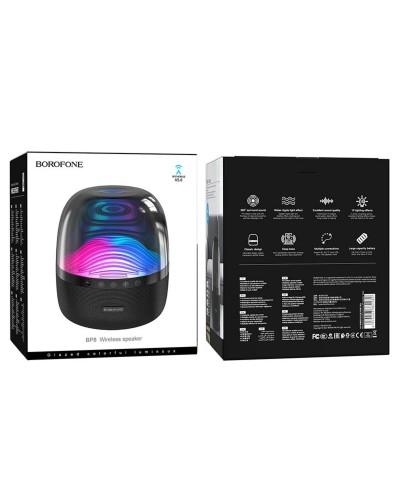 Портативна колонка BOROFONE BP8 Glazed colorful luminous BT speaker Black (BP8B)