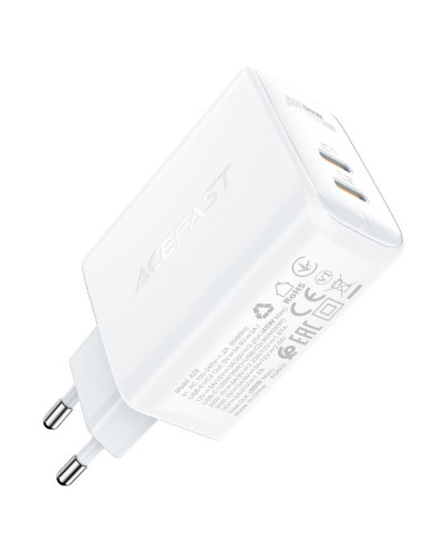 Мережевий зарядний пристрій ACEFAST A29 PD50W GaN (USB-C+USB-C) dual port charger White (AFA29W)