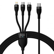 Кабель Baseus Flash Series Ⅱ One-for-three Fast Charging Cable Type-C to M+L+C 100W 1.5m Black (CASS030201)