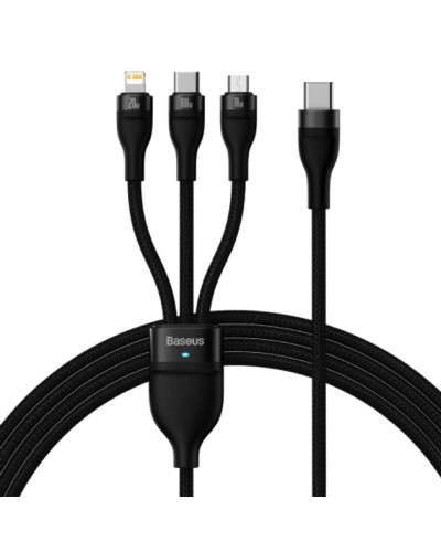 Кабель Baseus Flash Series Ⅱ One-for-three Fast Charging Cable Type-C to M+L+C 100W 1.5m Black (CASS030201)