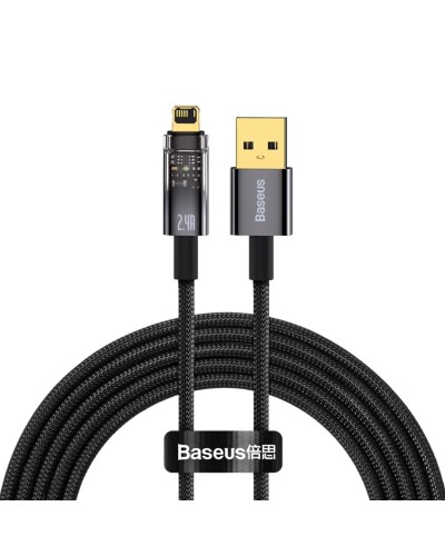 Кабель Baseus Explorer Series Auto Power-Off Fast Charging Data Cable USB to IP 2.4A 1m Black (CATS000401)