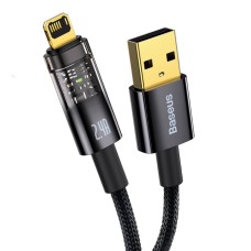 Кабель Baseus Explorer Series Auto Power-Off Fast Charging Data Cable USB to IP 2.4A 2m Black (CATS000501)