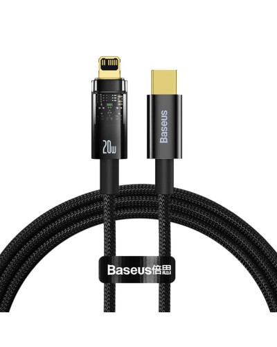 Кабель Baseus Explorer Series Auto Power-Off Fast Charging Data Cable Type-C to IP 20W 1m Black (CATS000001)