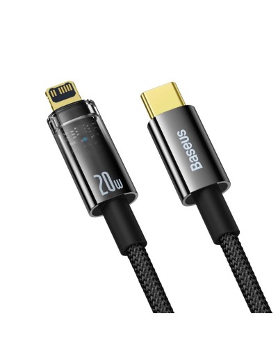 Кабель Baseus Explorer Series Auto Power-Off Fast Charging Data Cable Type-C to IP 20W 1m Black (CATS000001)