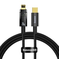 Кабель Baseus Explorer Series Auto Power-Off Fast Charging Data Cable Type-C to IP 20W 2m Black (CATS000101)