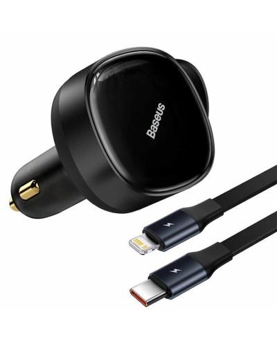 Автомобільний зарядний пристрій Baseus Enjoyment Retractable 2-in-1 Car Charger C+L 30W Black (CGTX000001)